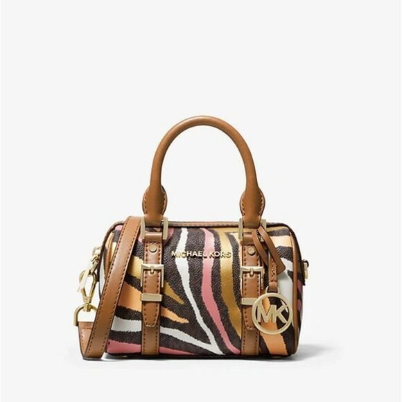 Michael Kors Bedford Legacy Crossbody Small (MINI) Metallic Zebra Logo Duffle - Picture 4 of 10
